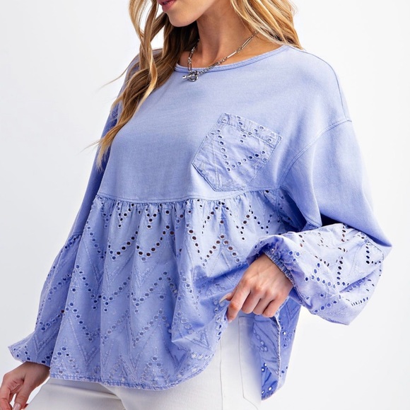 Easel Lavender Eyelet Blouse - Picture 4 of 4